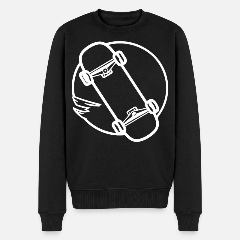 Skateboard Zeichnung - Männer Premium Bio Pullover - Schwarz