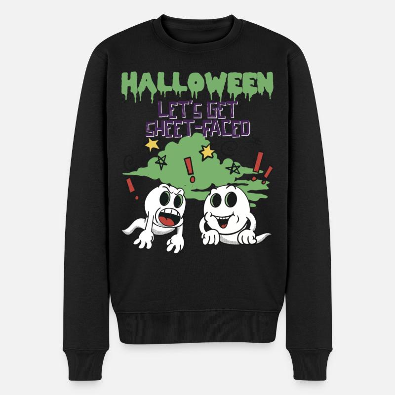 Halloween - Let's get Sheet-Faced - Männer Premium Bio Pullover - Schwarz