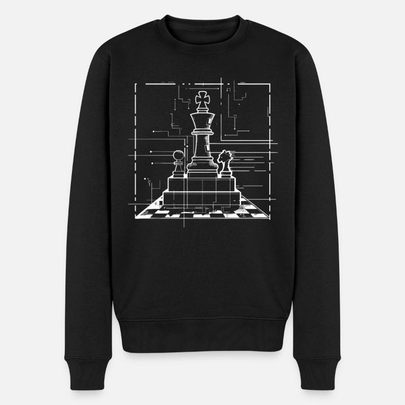 Dessin de pièces d’échecs - Pull Premium bio Homme - noir