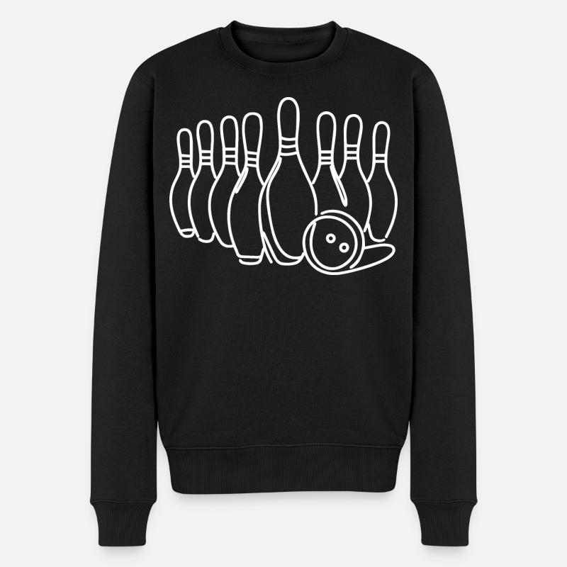 Bowling Pin Ball Zeichnung - Männer Premium Bio Pullover - Schwarz