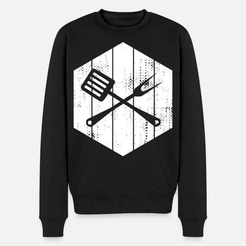 Cuillère et fourchette en bois - Pull Premium bio Homme - noir