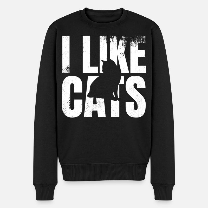 Ich mag Katzen - Männer Premium Bio Pullover - Schwarz