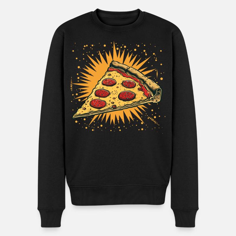 Pizzastück Grafik - Männer Premium Bio Pullover - Schwarz