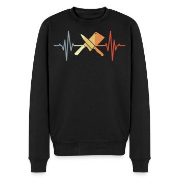 Couteau Couperet Ligne de Coeur - Pull Premium bio Homme - noir - Devant - Nico (187cm)