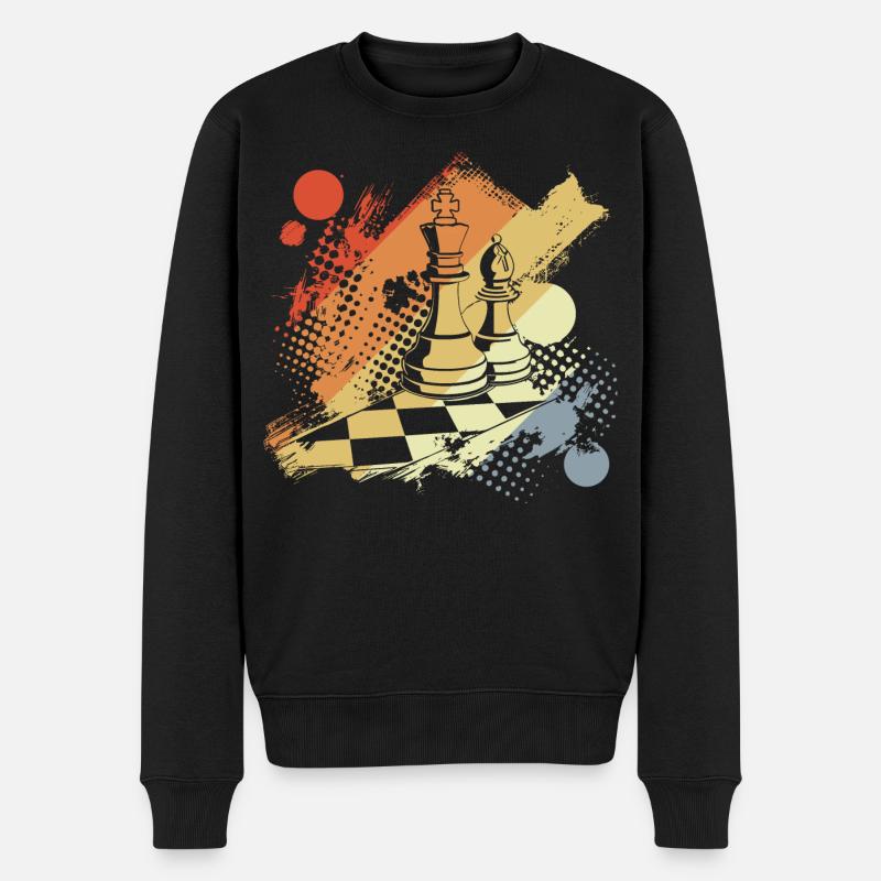 Reine et roi des échecs - Pull Premium bio Homme - noir