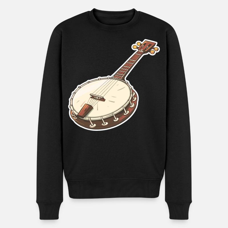 Banjo Grafik - Männer Premium Bio Pullover - Schwarz