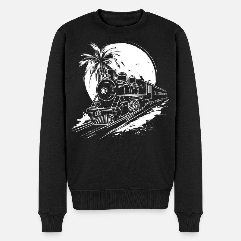 Eisenbahn Grafik - Männer Premium Bio Pullover - Schwarz