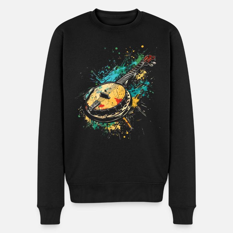 Banjo Graffiti - Männer Premium Bio Pullover - Schwarz