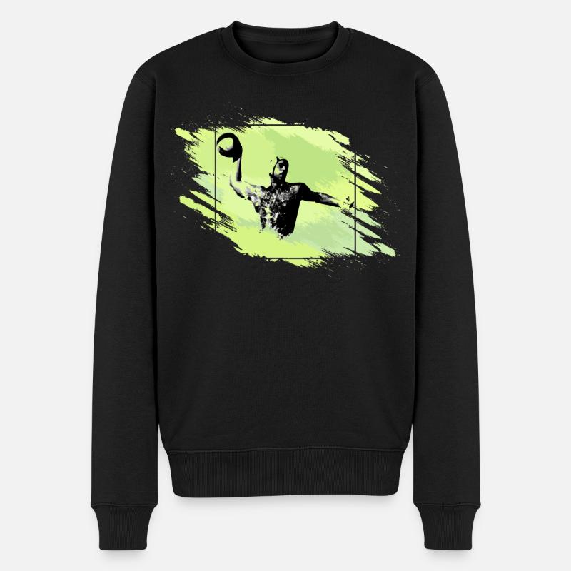 Wasserball - Wasserballer beim Wurf - Männer Premium Bio Pullover - Schwarz