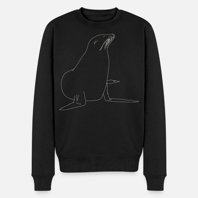 Seehund lineart - Männer Premium Bio Pullover - Schwarz