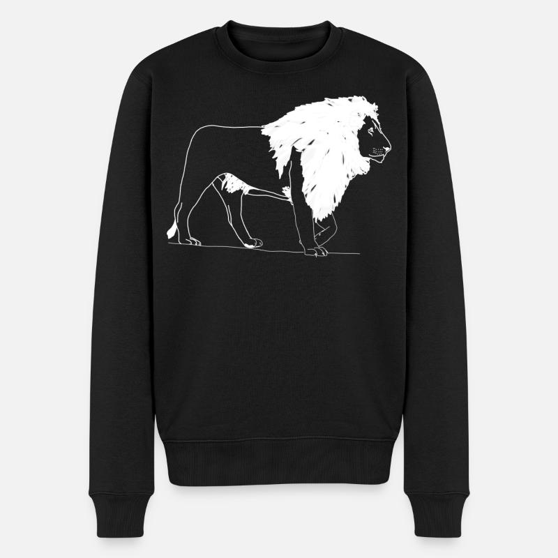 Löwe - Männer Premium Bio Pullover - Schwarz