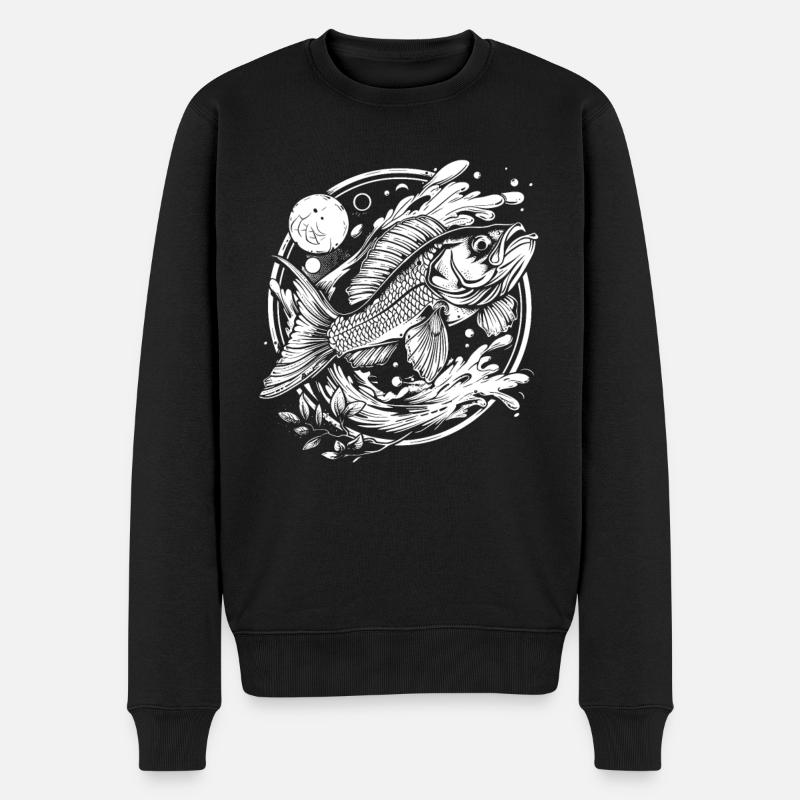 Graphique de poisson - Pull Premium bio Homme - noir