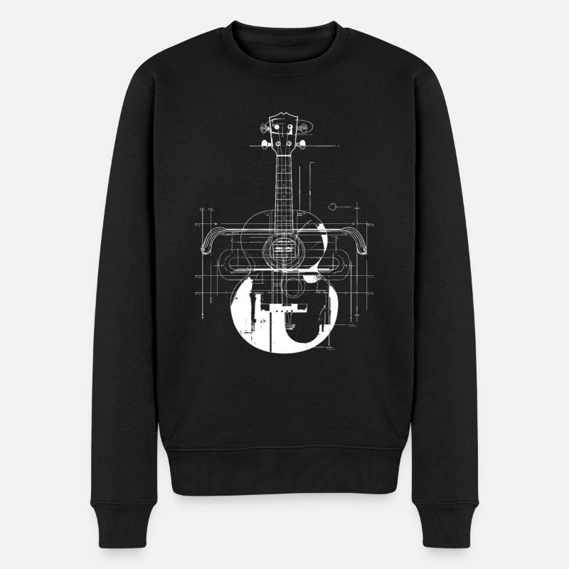 Dessin de ukulélé - Pull Premium bio Homme - noir