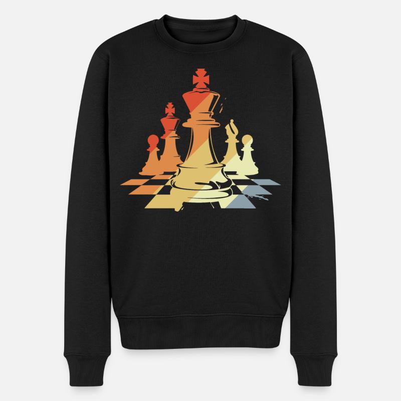 Schachfiguren Skizze Retro - Männer Premium Bio Pullover - Schwarz