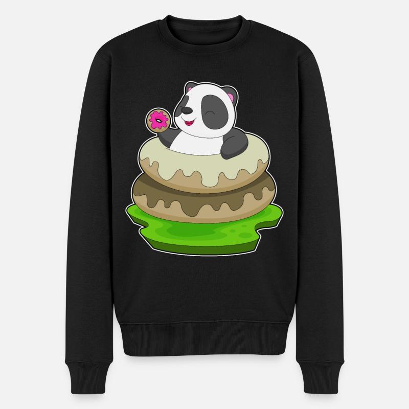 Panda Donuts - Männer Premium Bio Pullover - Schwarz
