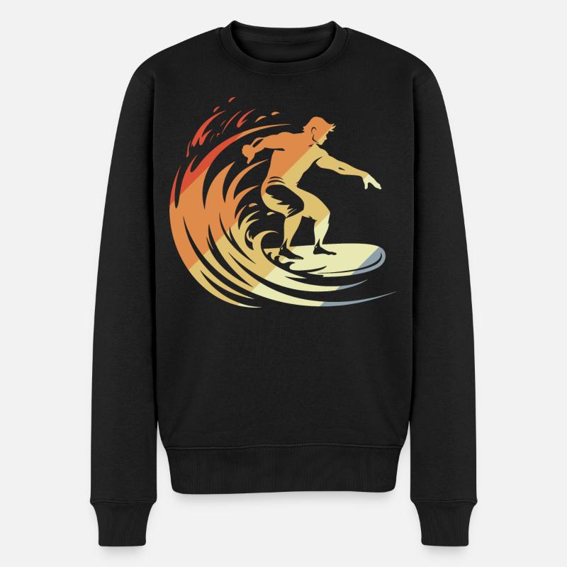 Retro Surfer - Männer Premium Bio Pullover - Schwarz