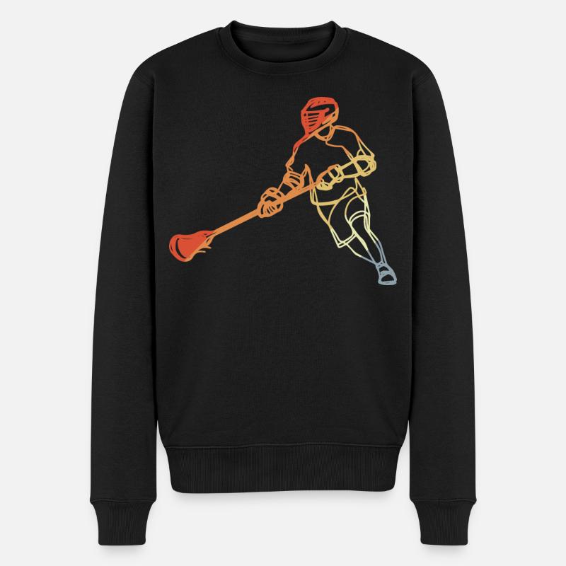 Lacrosse Fan Retro Stil - Männer Premium Bio Pullover - Schwarz
