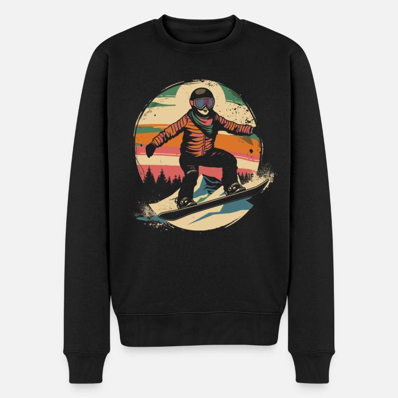 Snowboarder Illustration - Männer Premium Bio Pullover - Schwarz