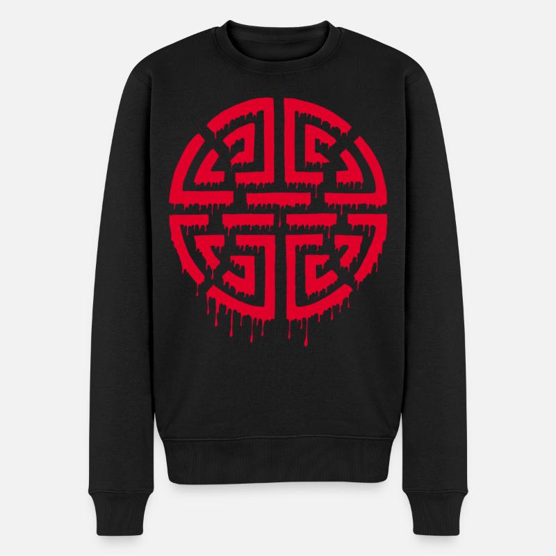 Graffiti eines roten Labyrinths - Männer Premium Bio Pullover - Schwarz