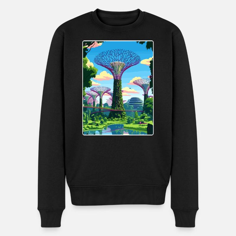 Supertree Grove Singapur Reiseposter Souvenir - Männer Premium Bio Pullover - Schwarz