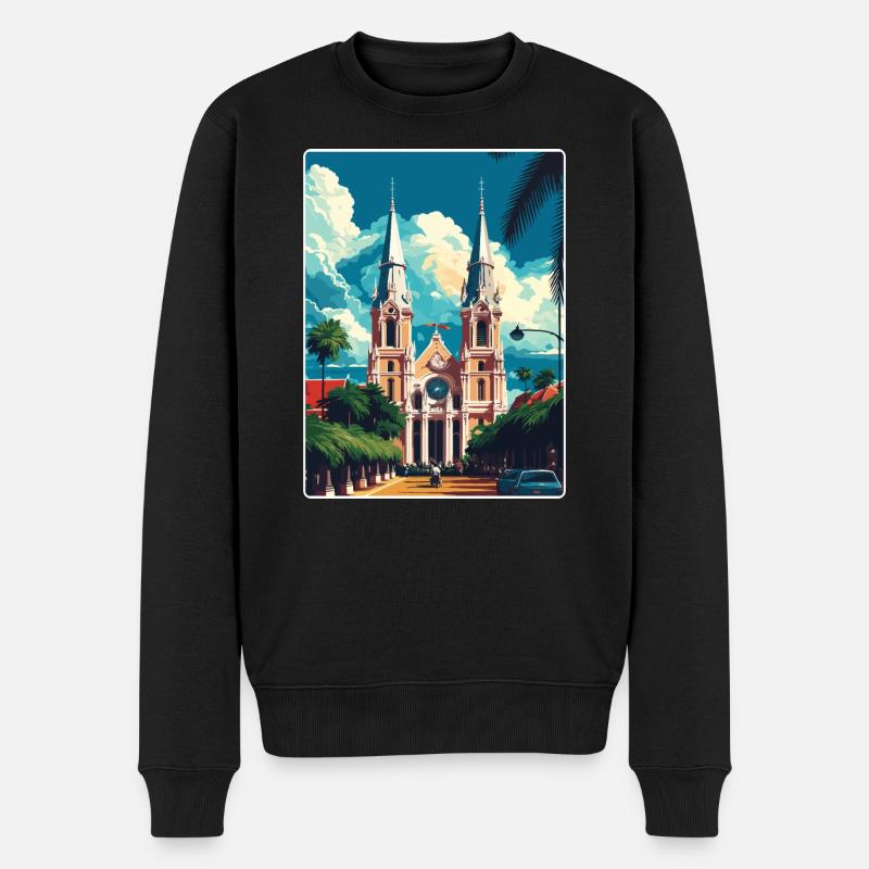 Ho Chi Minh Vietnam Vintage Reise Poster Souvenir - Männer Premium Bio Pullover - Schwarz