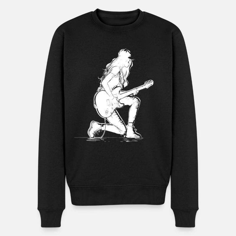 Gitarrenmädchen - Männer Premium Bio Pullover - Schwarz