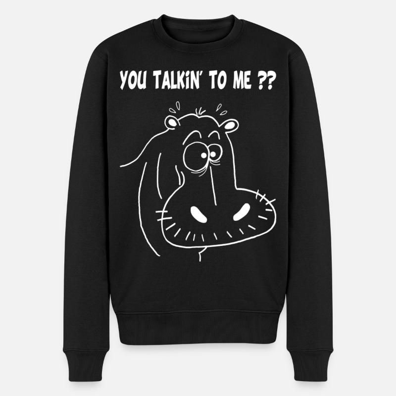 Hippopotame blanc - Pull Premium bio Homme - noir