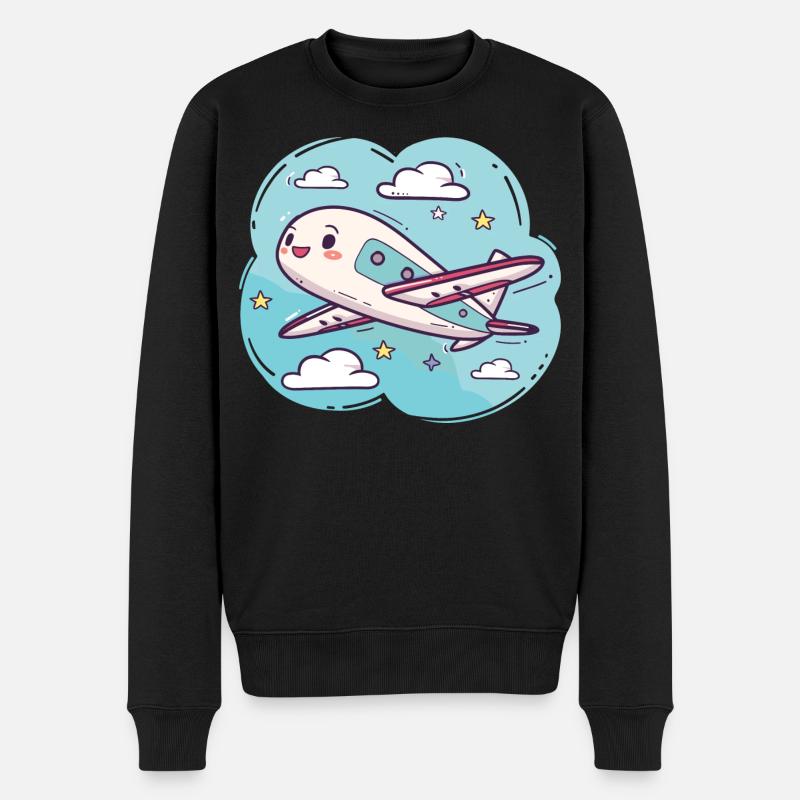 Flugzeug Comic Look - Männer Premium Bio Pullover - Schwarz