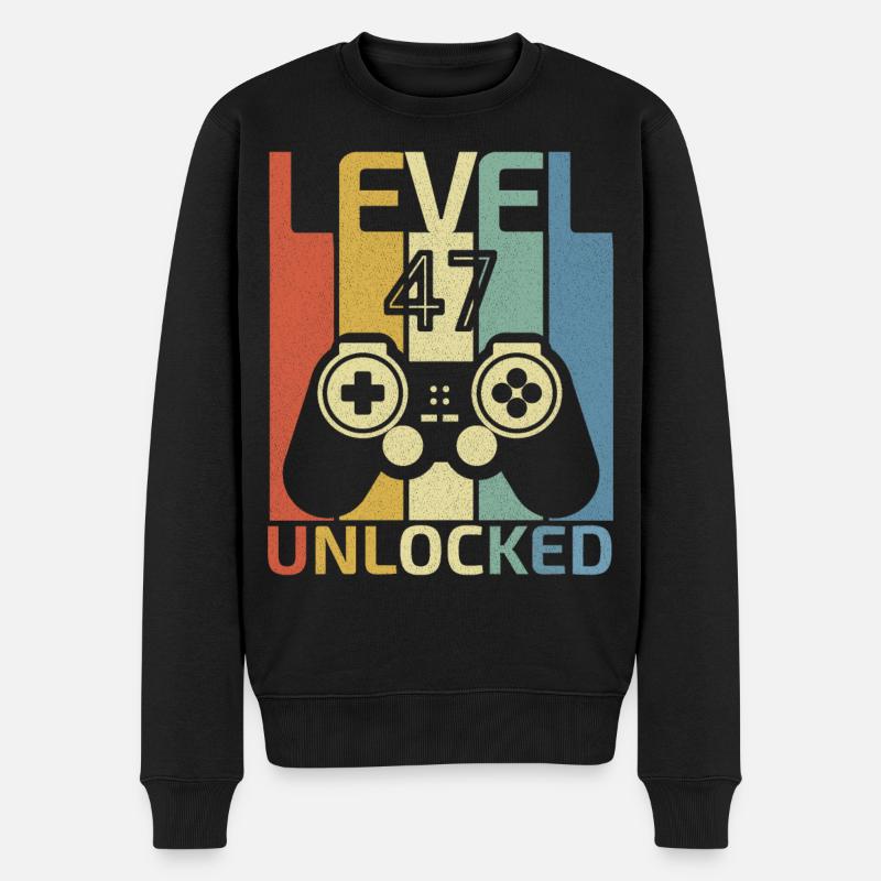 Level 47 Freigeschaltet Lustiger Videospieler 47. Geburtstag - Männer Premium Bio Pullover - Schwarz