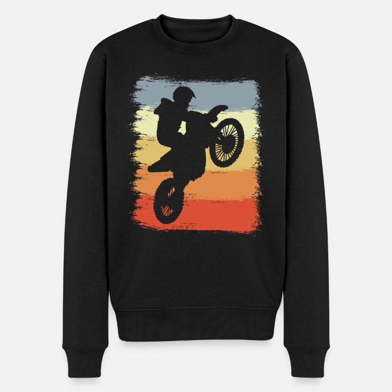 Retro Motocross Grafik - Männer Premium Bio Pullover - Schwarz