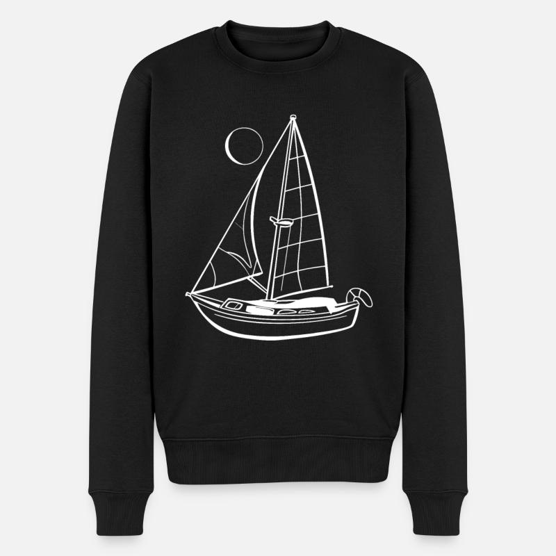 Dessin de voilier - Pull Premium bio Homme - noir