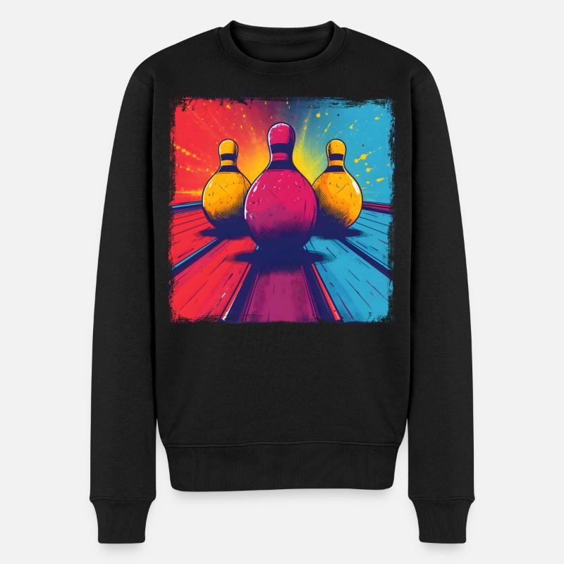 Bowling Cartoon - Männer Premium Bio Pullover - Schwarz