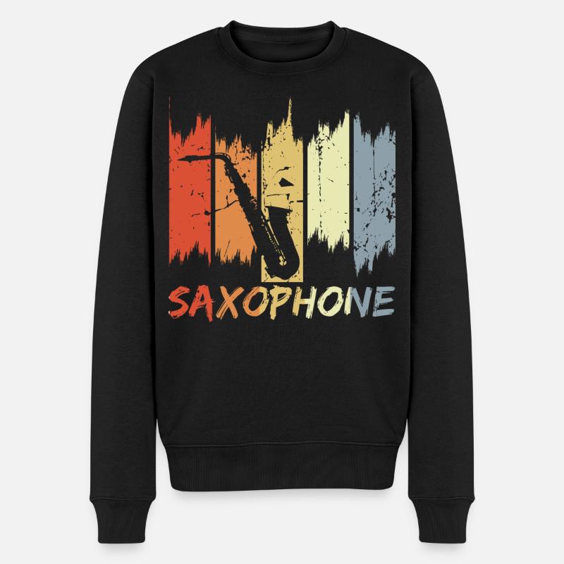 Vintage Saxophonist - Männer Premium Bio Pullover - Schwarz