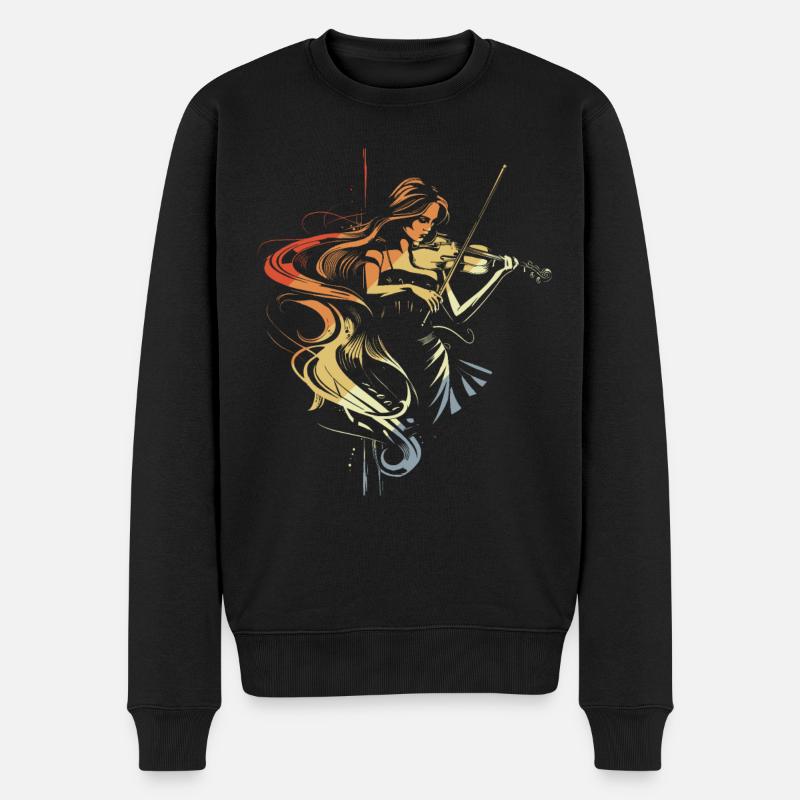 Violine Mädchen - Männer Premium Bio Pullover - Schwarz