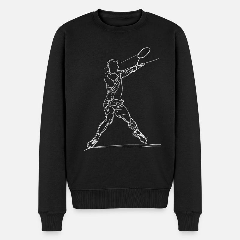 Badminton Garçon Line Art - Pull Premium bio Homme - noir