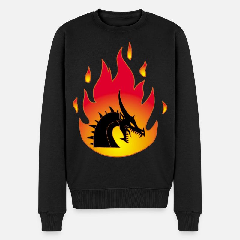 Feuer-Drache - Männer Premium Bio Pullover - Schwarz