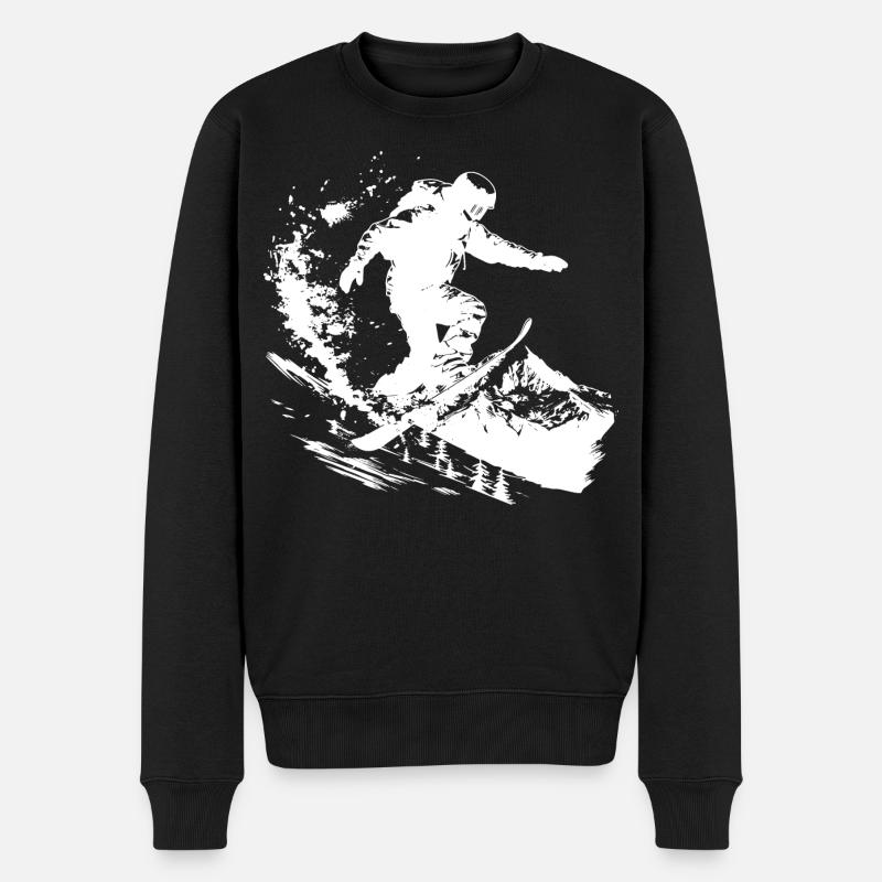 Dessin de snowboarder - Pull Premium bio Homme - noir