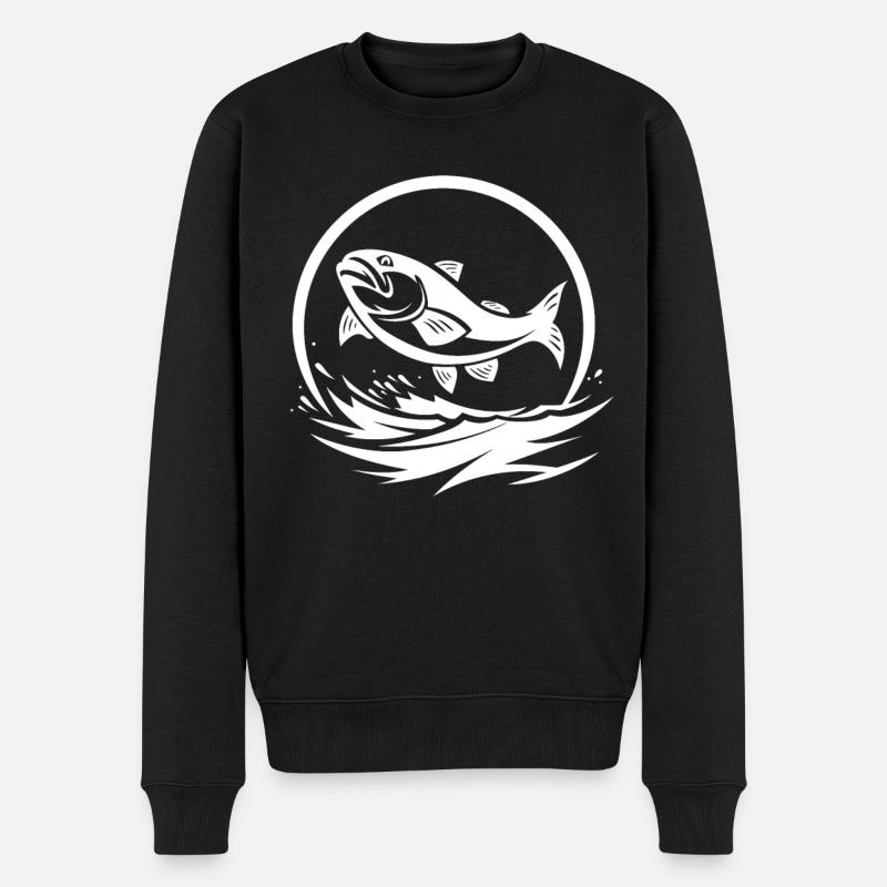Angler Grafik - Männer Premium Bio Pullover - Schwarz