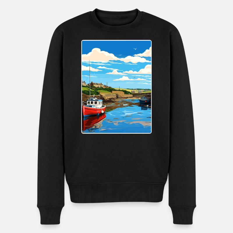 Bude Cornwall England Reiseposter Souvenir WPA - Männer Premium Bio Pullover - Schwarz