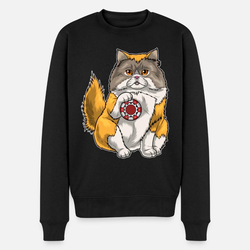 Persische Katze Poker Pokerchips - Männer Premium Bio Pullover - Schwarz