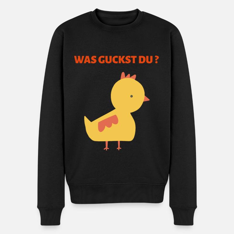 WAS GUCKST DU? - Männer Premium Bio Pullover - Schwarz