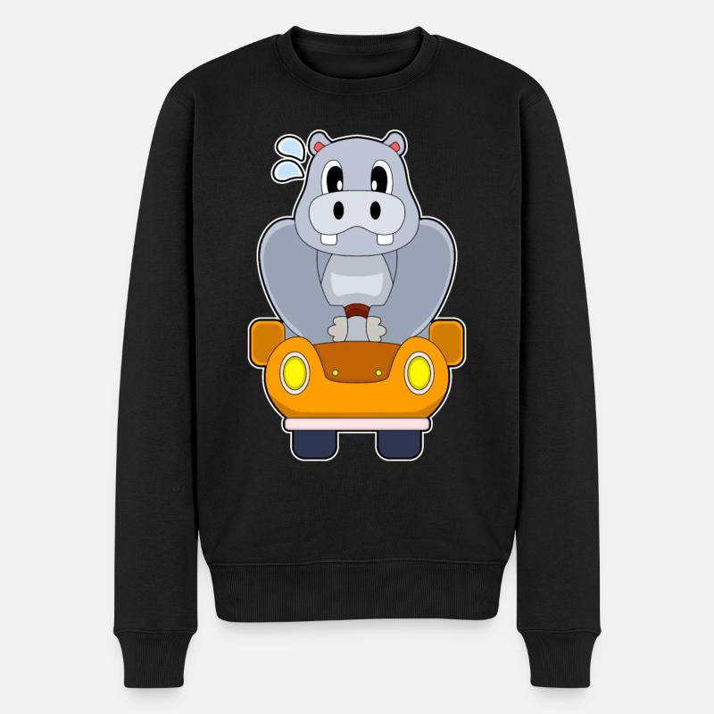 Nilpferd Auto - Männer Premium Bio Pullover - Schwarz