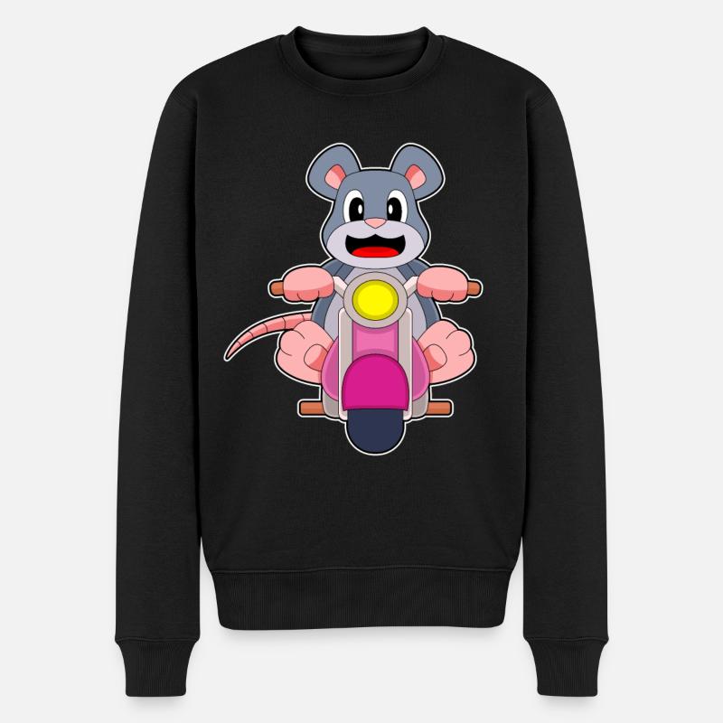 Maus Motorrad - Männer Premium Bio Pullover - Schwarz