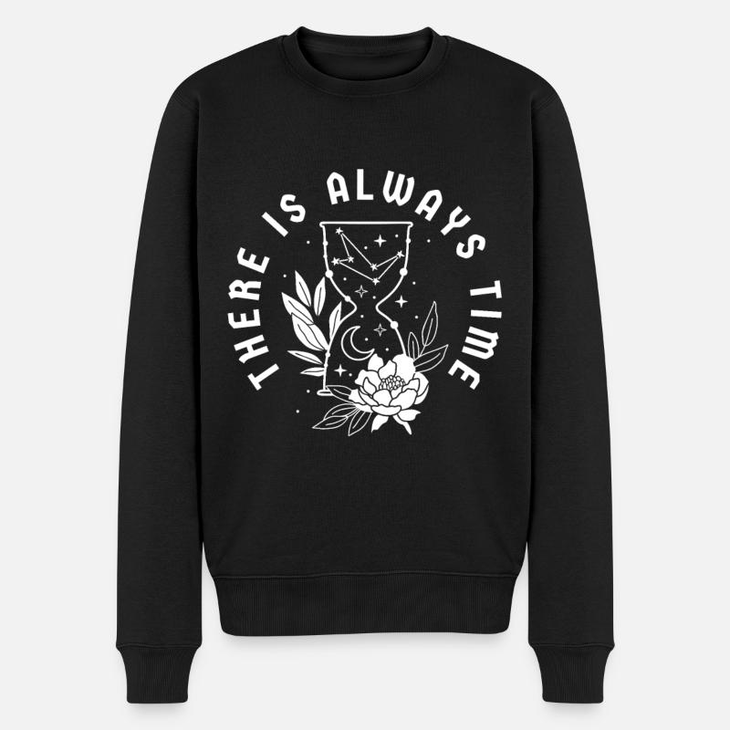 Zeit Zitat Sanduhr Blumen - Männer Premium Bio Pullover - Schwarz