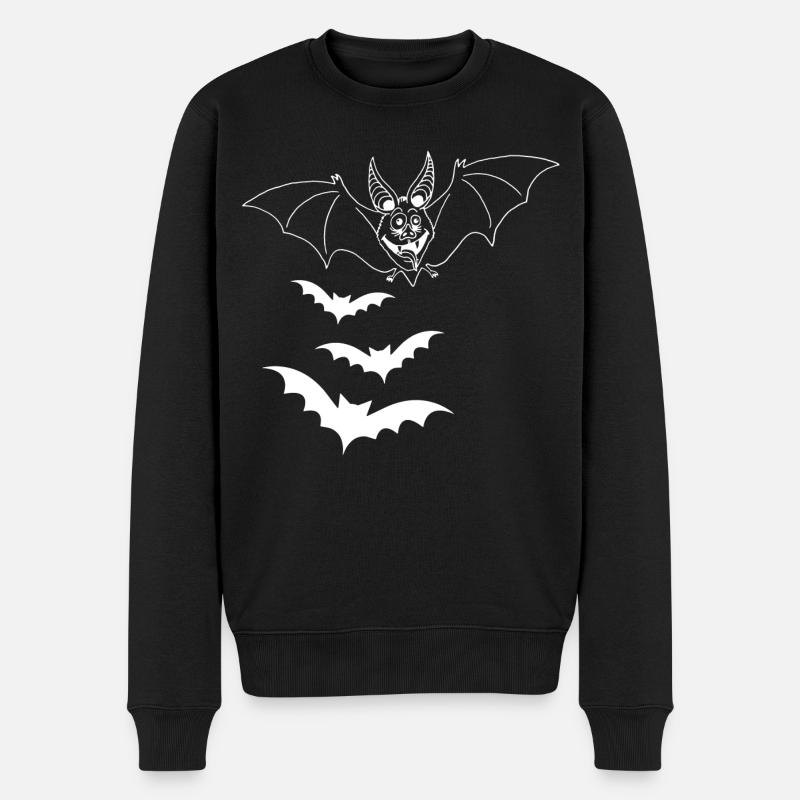 Weiße Vampirfledermaus - Männer Premium Bio Pullover - Schwarz