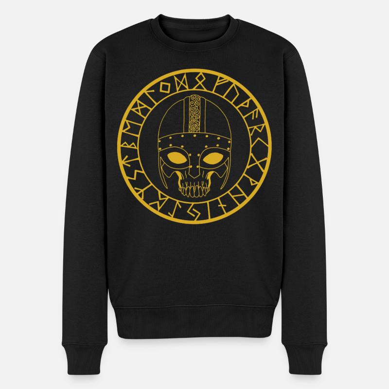 Wikinger Schädel (Gold) - Männer Premium Bio Pullover - Schwarz