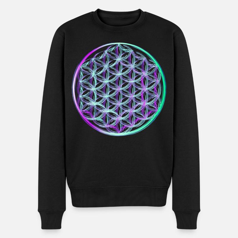 Lebensblume - Männer Premium Bio Pullover - Schwarz