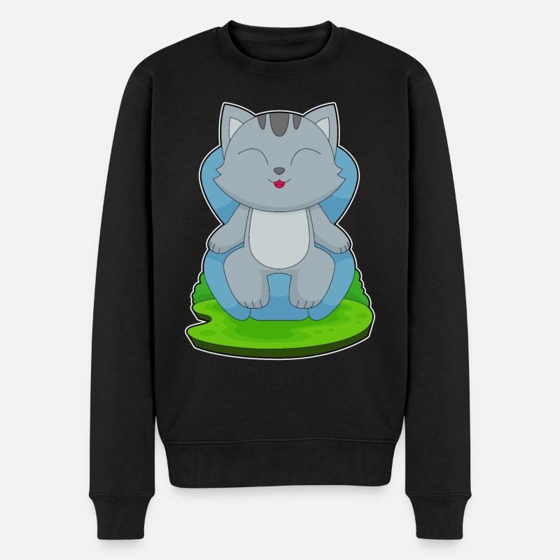 Katze Sessel - Männer Premium Bio Pullover - Schwarz