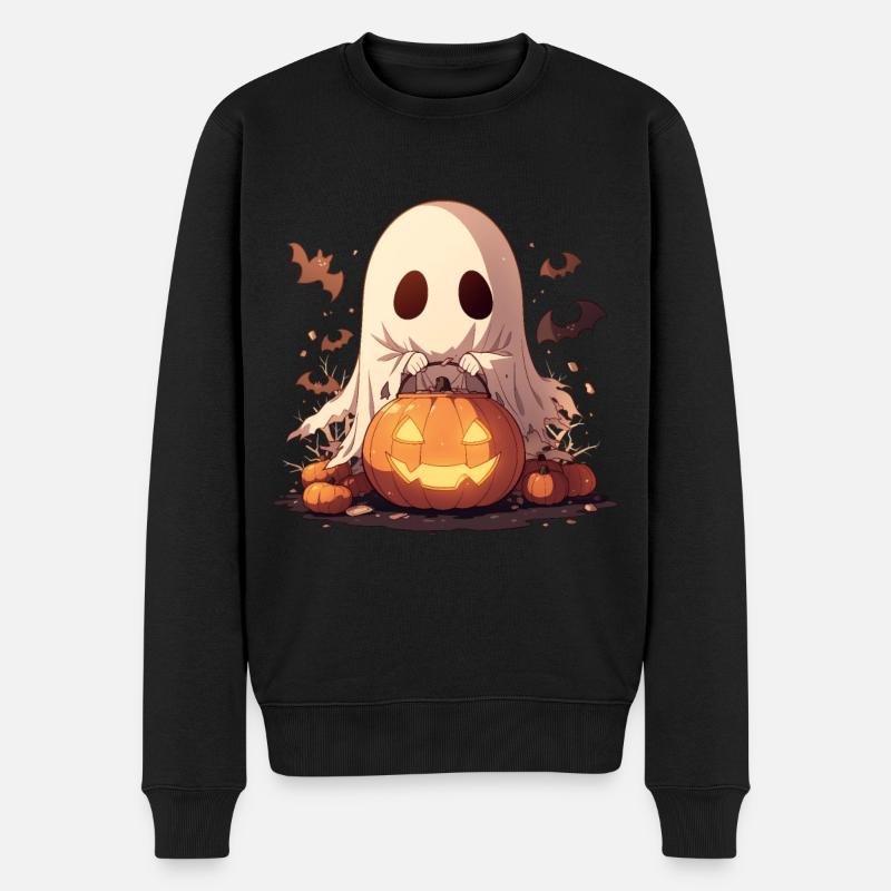 Ghost Ghost Halloween citrouille lanterne cadeau - Pull Premium bio Homme - noir