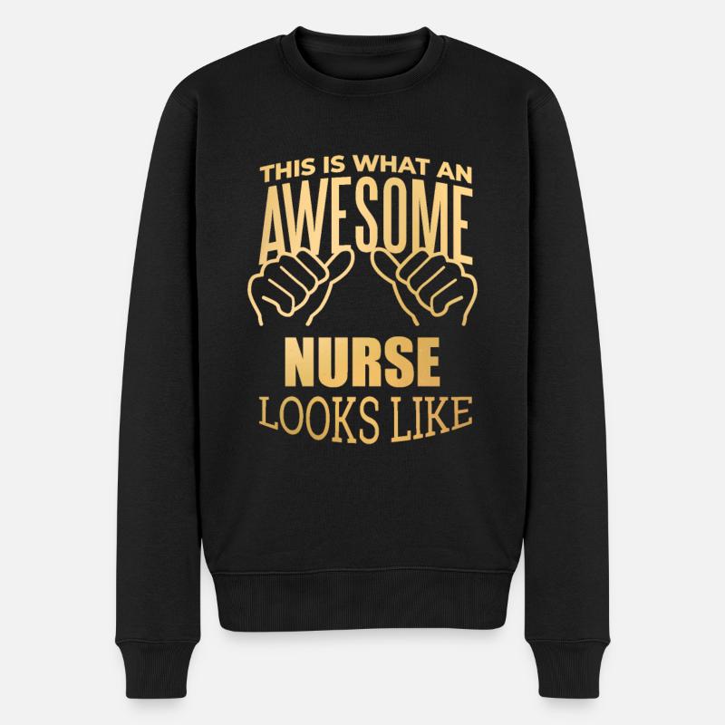Krankenschwester - Männer Premium Bio Pullover - Schwarz